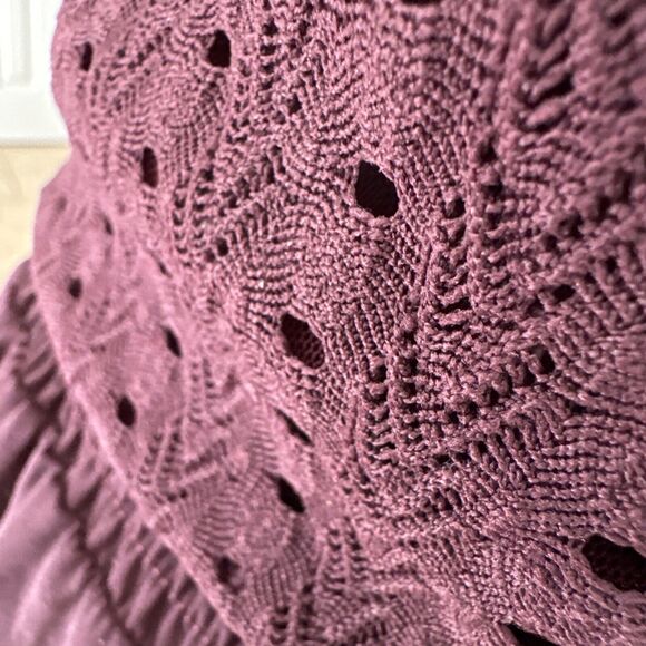 Women’s Formal Red Cocktail Lace Dress Short Mesh Ruffle Elastic Waist Sz M - Picture 9 of 11